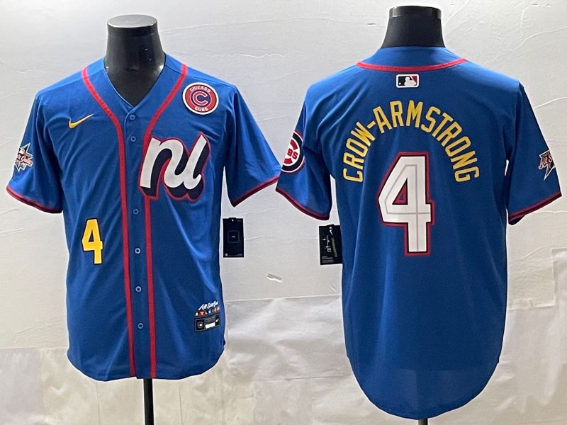 Men 2025 Chicago Cubs #4 Crow-Armstrong Blue All star Blank Blue Nike MLB Jersey style 6->chicago cubs->MLB Jersey
